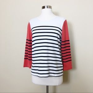 J. CREW Striped Color Block Orange White Top M